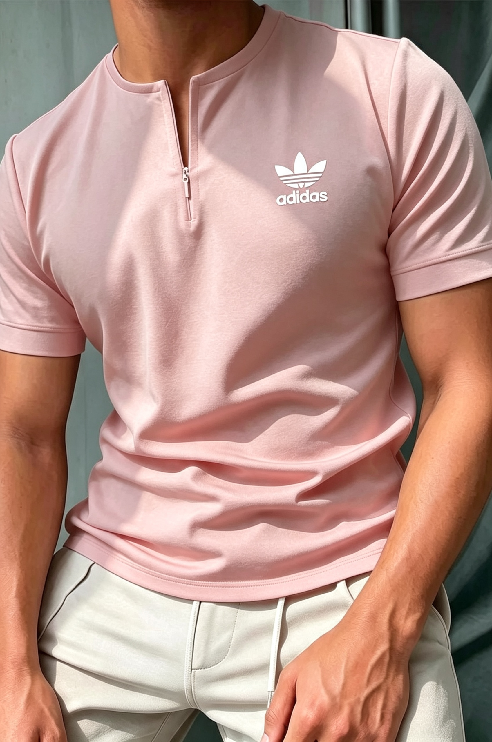 Men's Half-Zip Athletic Polo Shirt – Slim Fit Short Sleeve Casual Sports Top