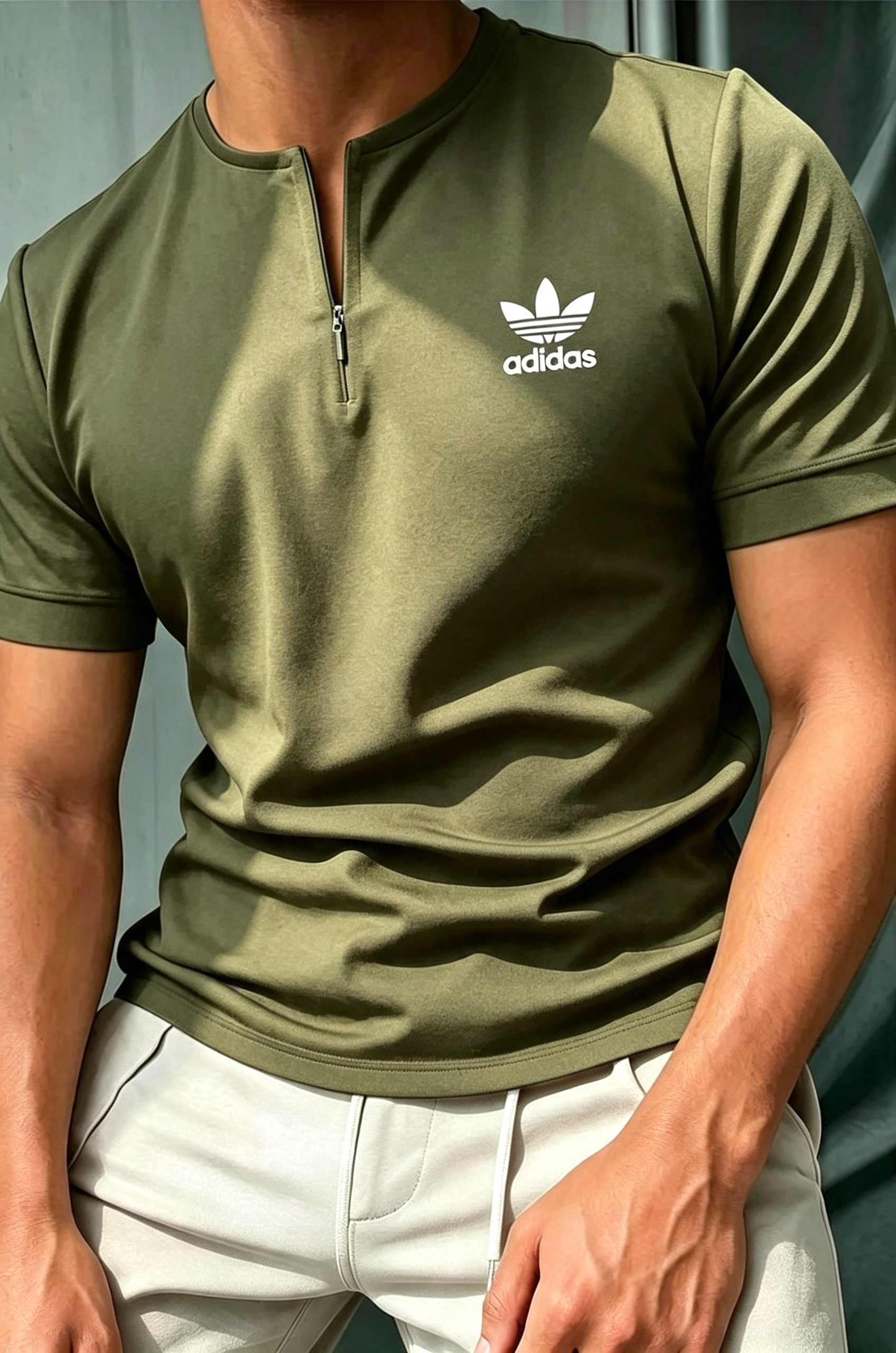 Men's Half-Zip Athletic Polo Shirt – Slim Fit Short Sleeve Casual Sports Top