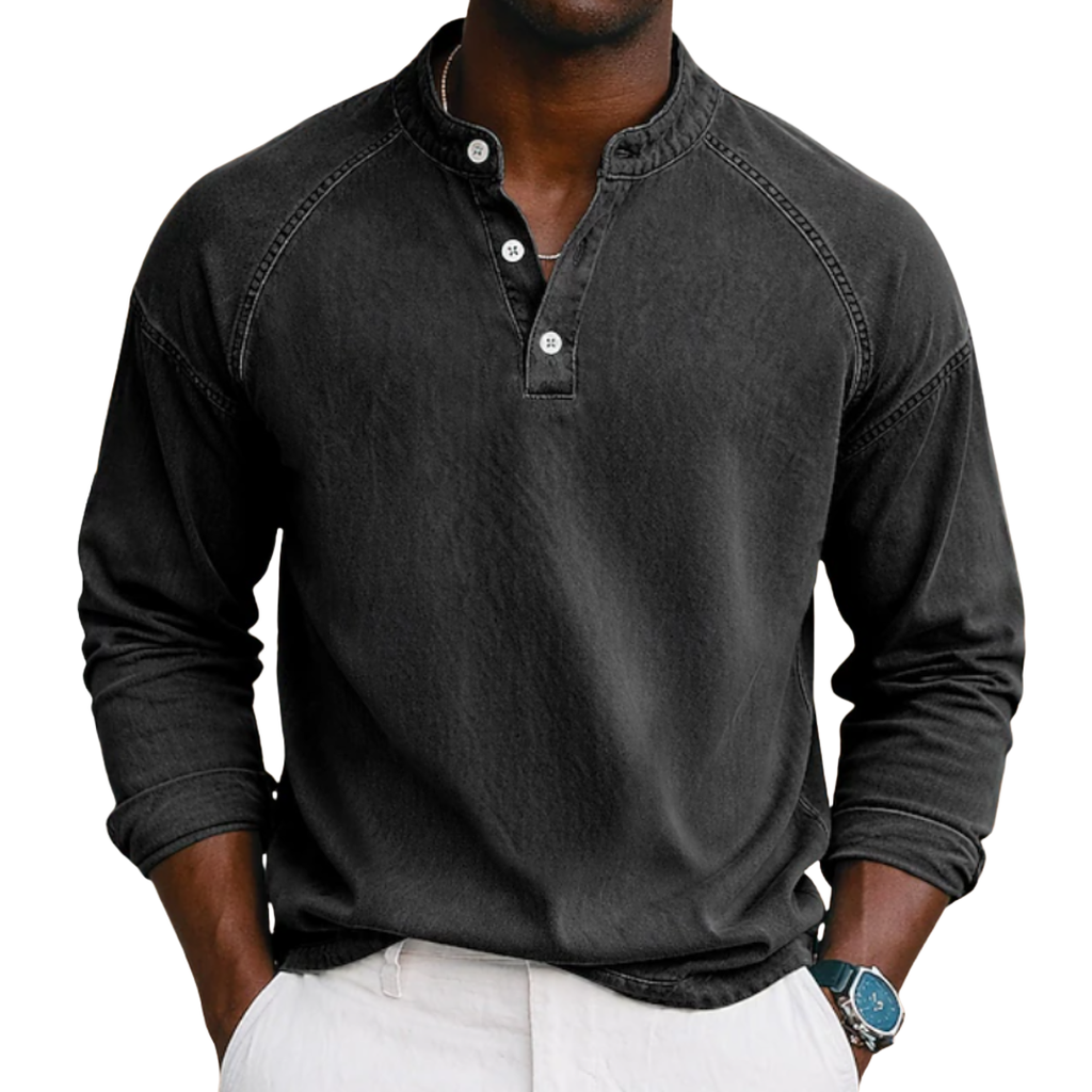 Ezra | Acid Wash Henley T-Shirt