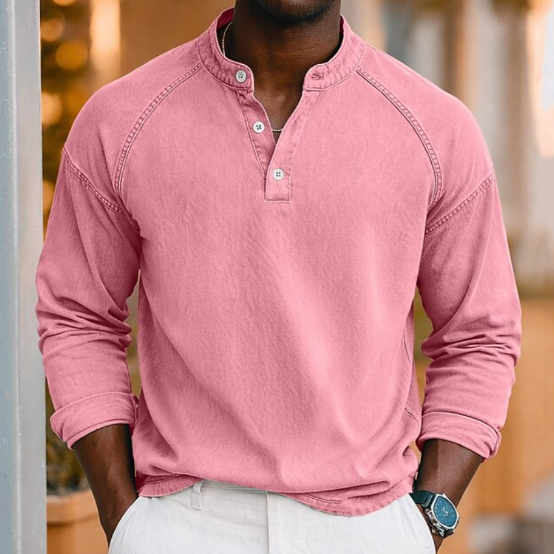 Ezra | Acid Wash Henley T-Shirt