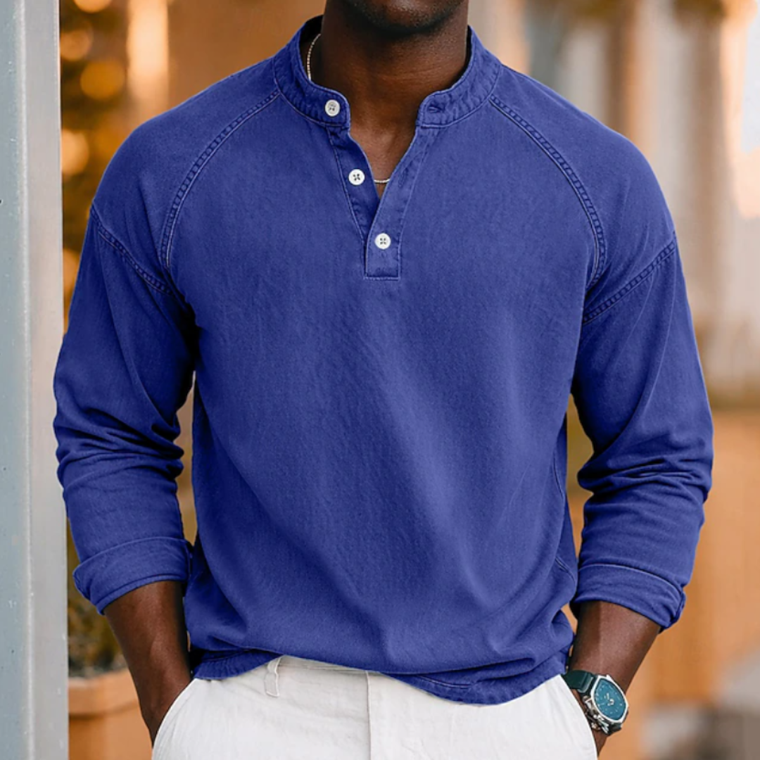 Ezra | Acid Wash Henley T-Shirt