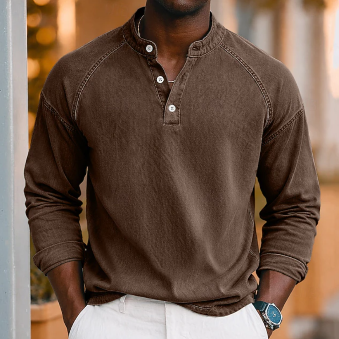 Ezra | Acid Wash Henley T-Shirt