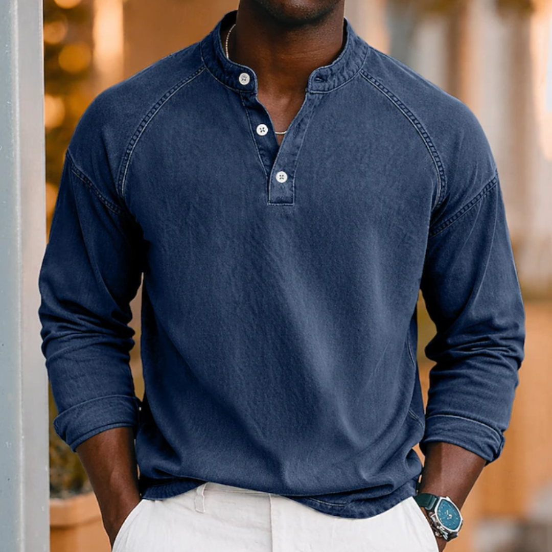 Ezra | Acid Wash Henley T-Shirt