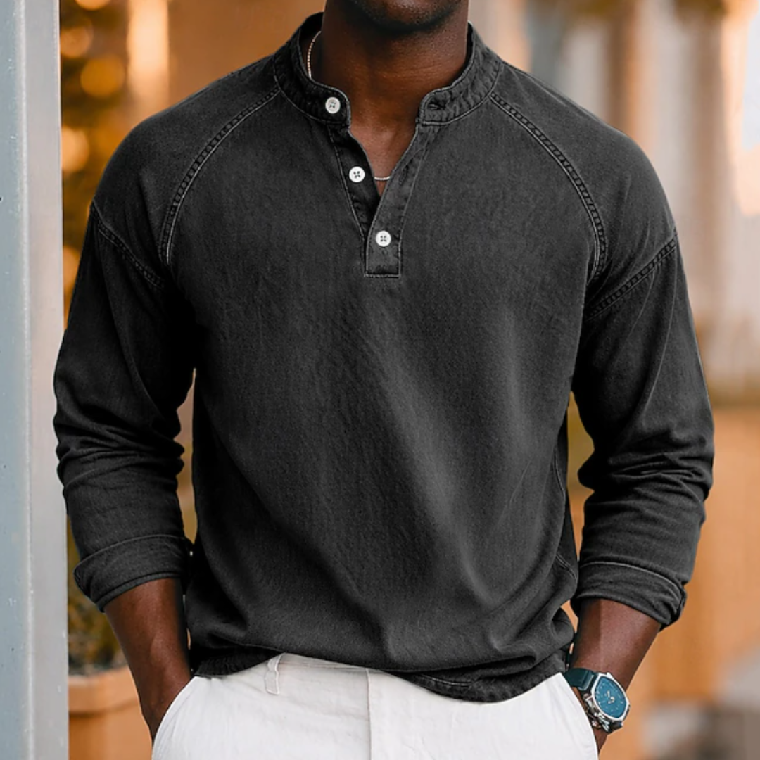 Ezra | Acid Wash Henley T-Shirt