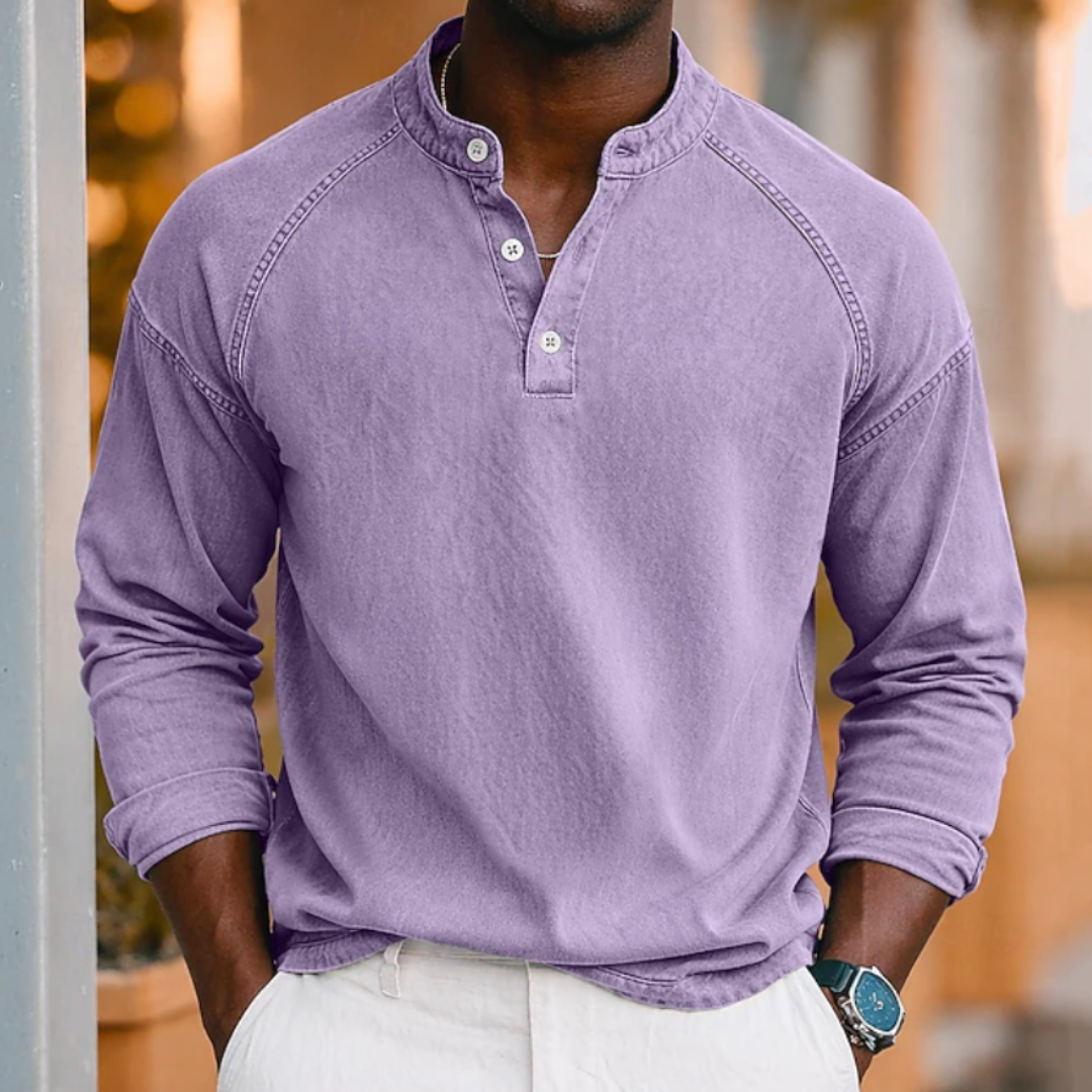 Ezra | Acid Wash Henley T-Shirt