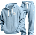 Men’s Waffle Textured Hooded Sweatshirt & Wide‑Leg Pants Set